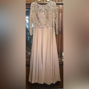 Xscape Taupe Sequin Embellished Dress